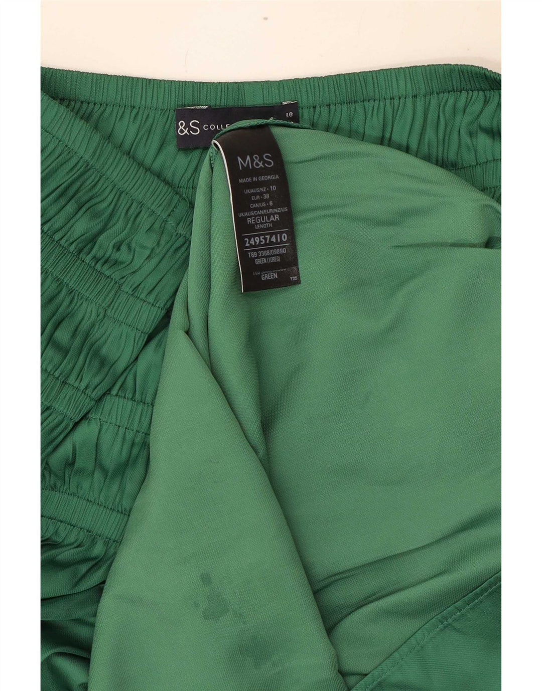 Marks & Spencer Womens Maxi Skirt UK 10 Small W34 Green Polyester
