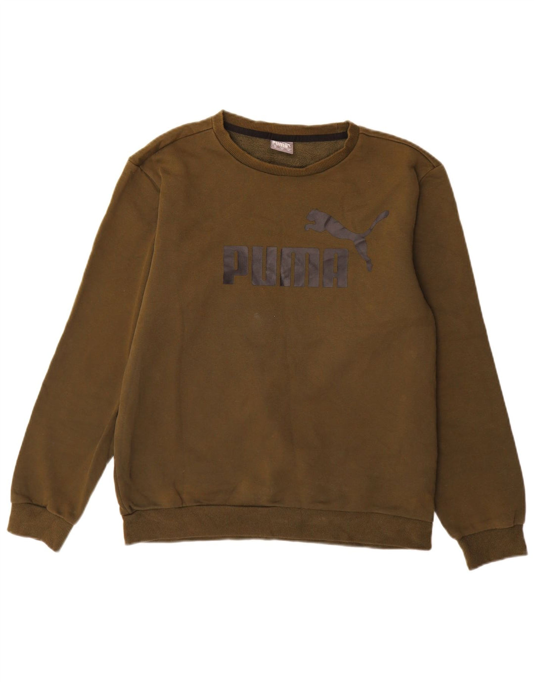 Puma Mens Graphic Sweatshirt Jumper Medium Khaki Cotton