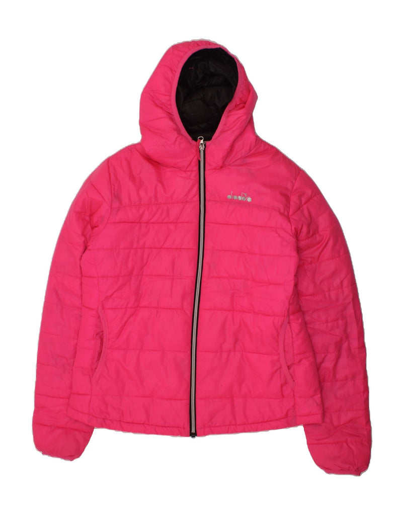 DIADORA Girls Hooded Padded Jacket 13-14 Years 2XL Pink Polyester | Vintage Diadora | Thrift | Second-Hand Diadora | Used Clothing | Messina Hembry 