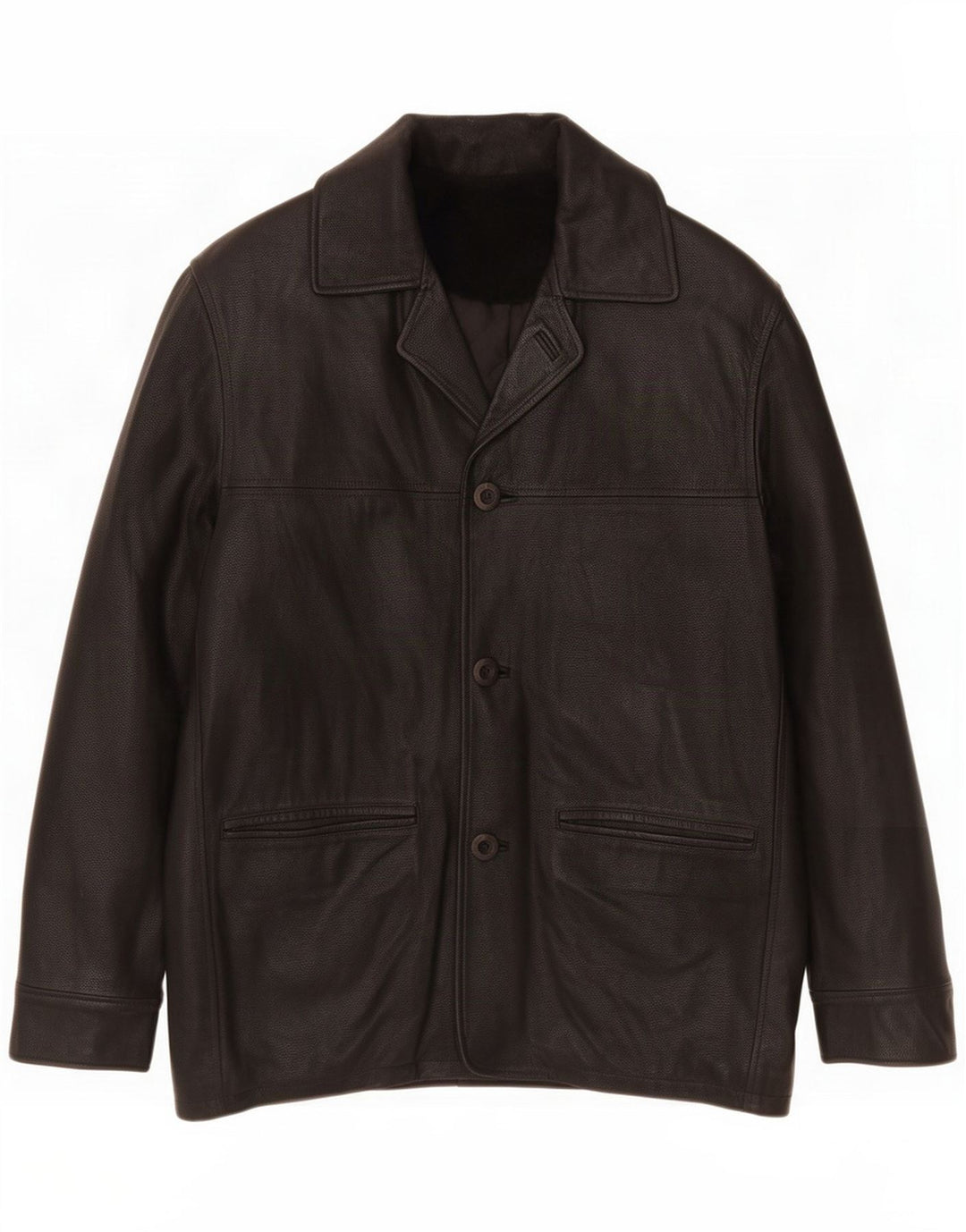 Forester Mens 3 Button Leather Blazer Jacket IT 48 Medium Black