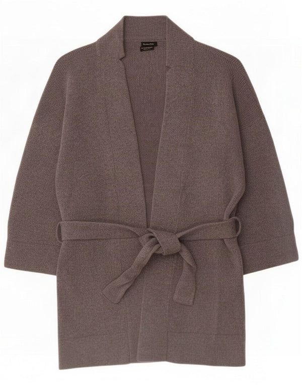 Massimo Dutti Womens Longline Cardigan Sweater UK 10 Small Grey Wool