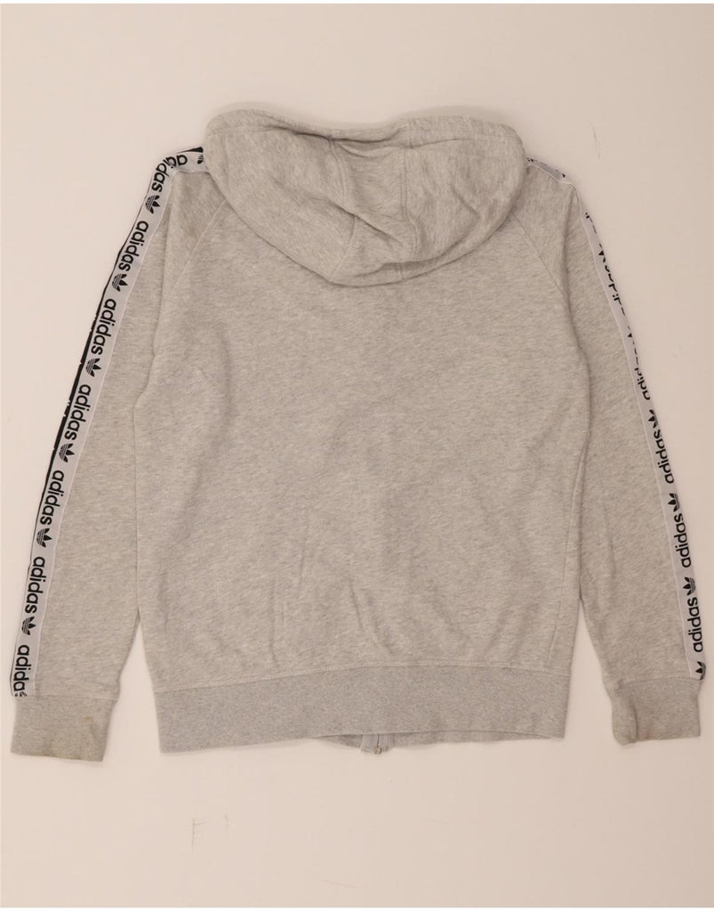 ADIDAS Womens Graphic Zip Hoodie Sweater UK 12 Medium Grey Cotton Vintage Adidas and Second-Hand Adidas from Messina Hembry 
