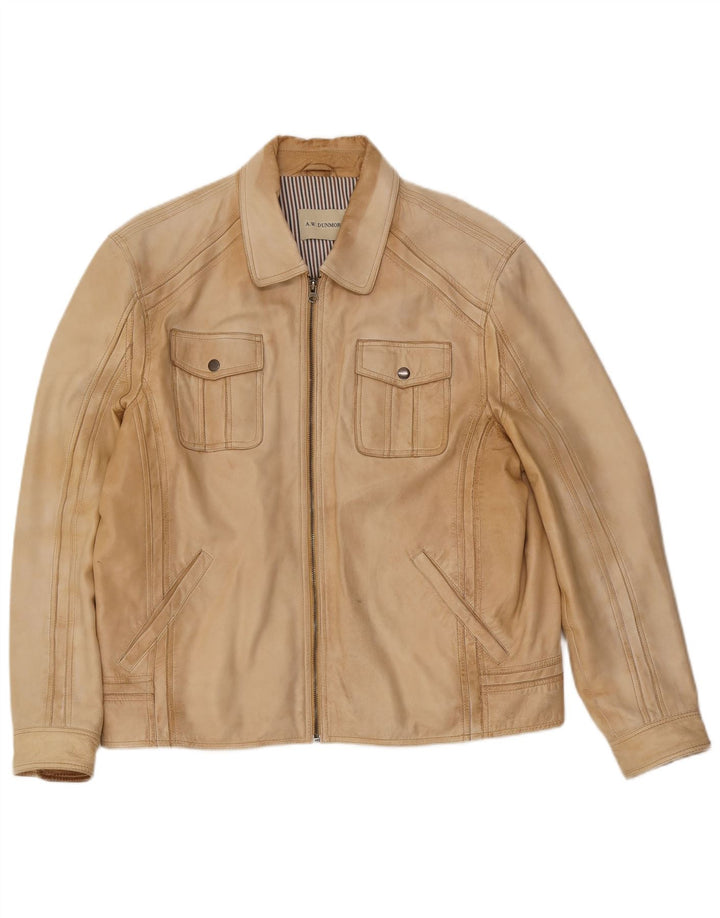 A.W.Dunmore Mens Leather Jacket UK 40 Large Beige