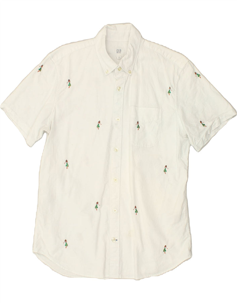 GAP Mens Short Sleeve Shirt Medium Off White Cotton | Vintage Gap | Thrift | Second-Hand Gap | Used Clothing | Messina Hembry 