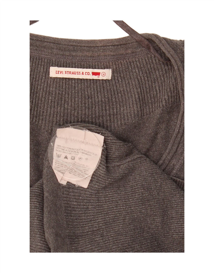 Levi's Womens V-Neck Jumper Sweater UK 12 Medium Grey Cotton
