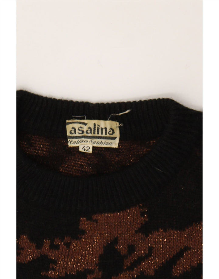 VINTAGE Womens Abstract Pattern Crew Neck Jumper Sweater EU 42 Large Brown Vintage Vintage and Second-Hand Vintage from Messina Hembry 