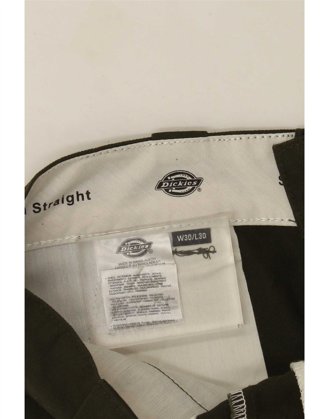 Dickies Mens Straight Chino Trousers W30 L30 Green Polyester