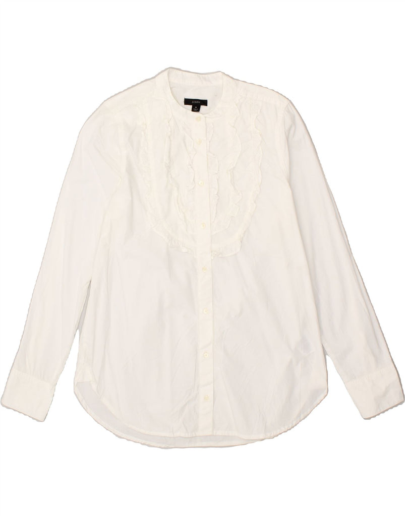 J. CREW Womens Ruffle Front Shirt UK 14 Medium White Cotton Vintage J. Crew and Second-Hand J. Crew from Messina Hembry 