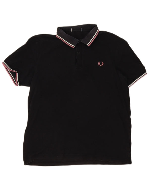 Fred Perry Mens Polo Shirt Medium Black Cotton