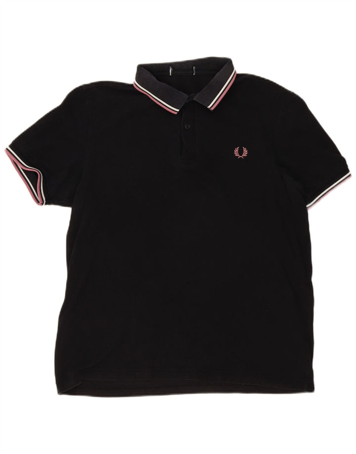 Fred Perry Mens Polo Shirt Medium Black Cotton