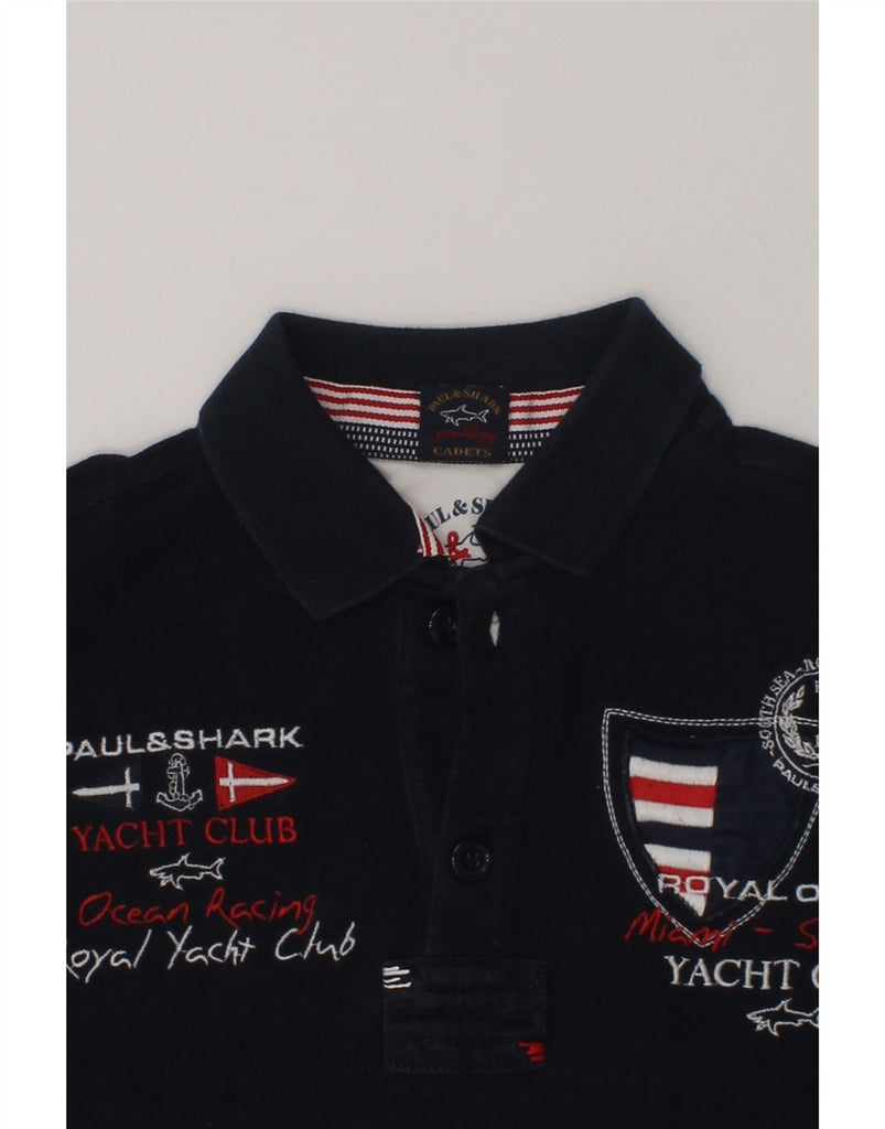 PAUL & SHARK Boys Graphic Polo Shirt 3-4 Years Navy Blue Cotton | Vintage Paul & Shark | Thrift | Second-Hand Paul & Shark | Used Clothing | Messina Hembry 