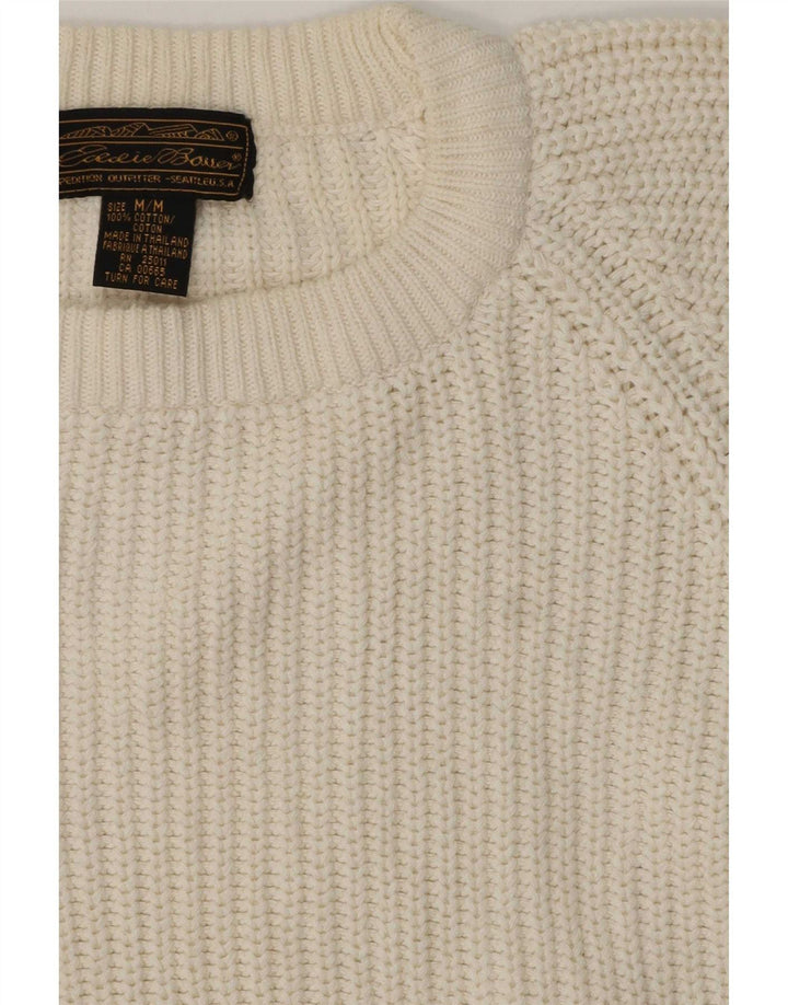 Eddie Bauer Mens Crew Neck Jumper Sweater Medium Off White Cotton Classic