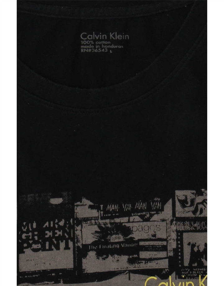 Calvin Klein Mens Graphic T-Shirt Top Large Black Cotton