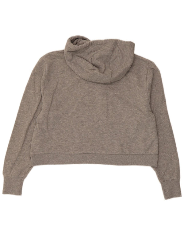 Ellesse Womens Oversized Graphic Crop Hoodie Jumper UK 10 Small Grey Cotton