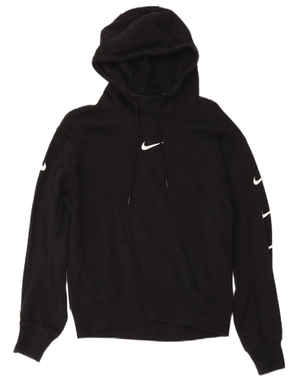 Nike Womens Graphic Hoodie Jumper UK 16 Large Black Cotton
