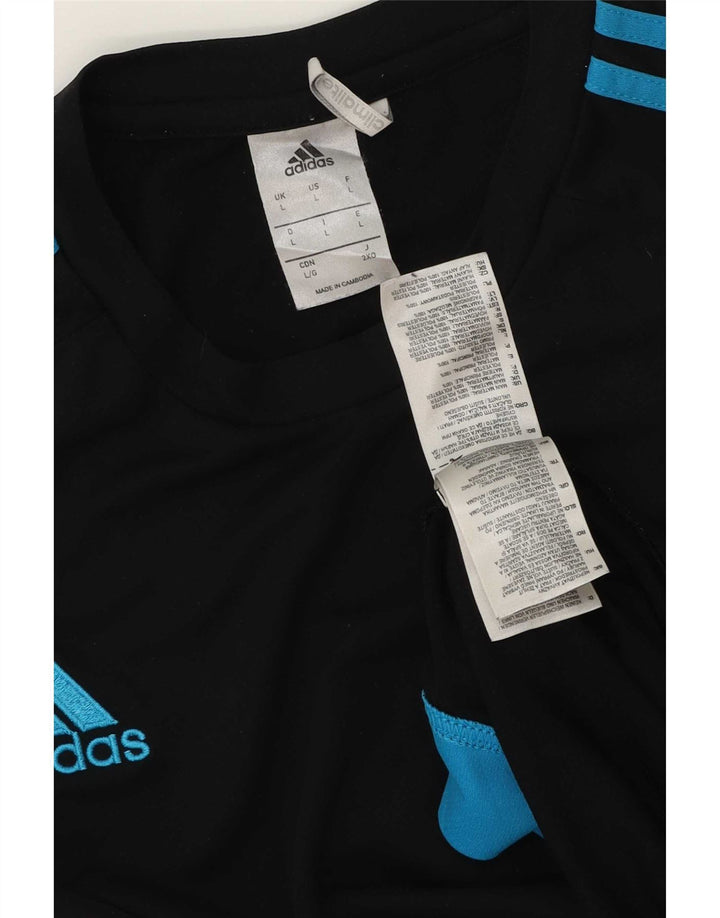 Adidas Mens Climalite T-Shirt Top Large Black Colourblock Polyester