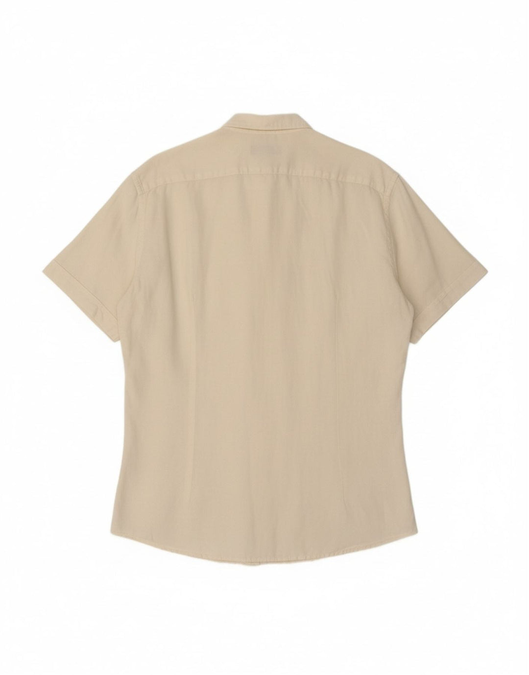 TRUSSARDI JEANS Mens Short Sleeve Shirt Large Off White Linen