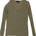 MOSSIMO Womens Oversized V-Neck Jumper Sweater UK 6 XS Khaki Nylon Vintage Mossimo and Second-Hand Mossimo from Messina Hembry 