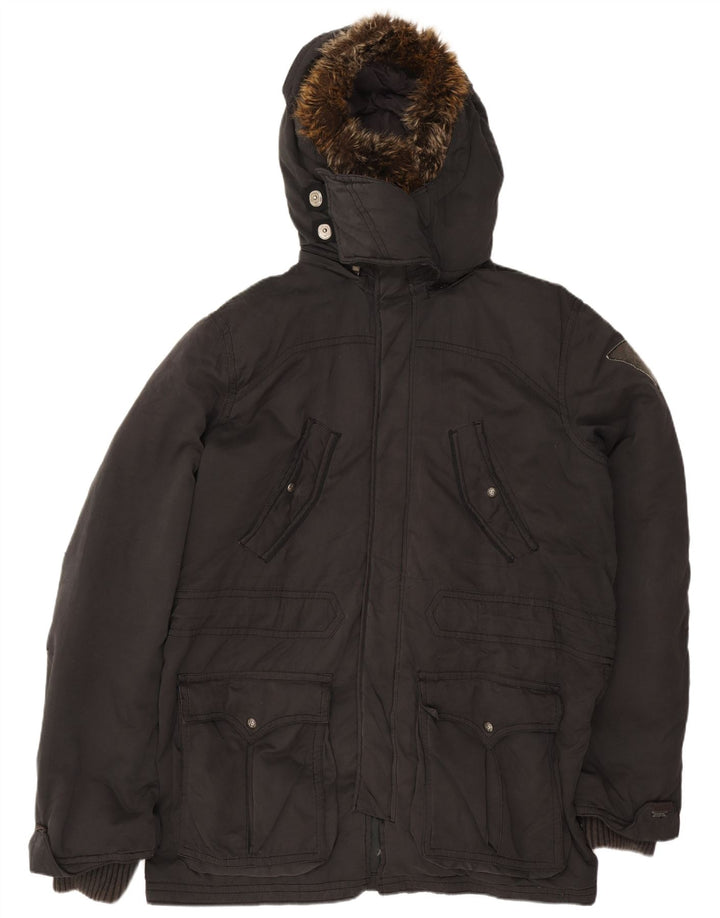 Levi's Mens Hooded Padded Jacket UK 42 XL Black Polyester
