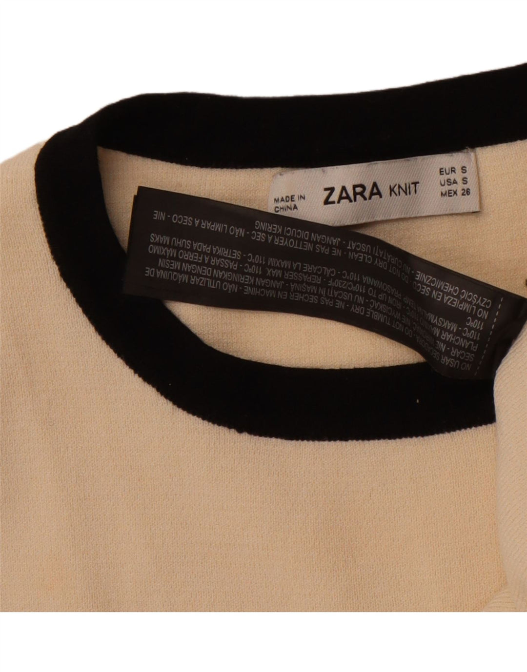 ZARA Womens T-Shirt Top UK 10 Small Off White Viscose