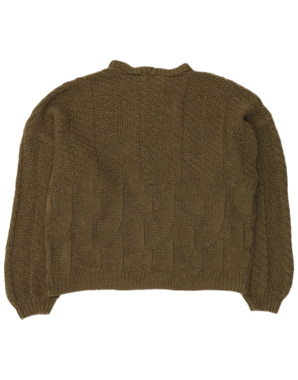 VINTAGE Womens Oversized Crew Neck Jumper Sweater UK 18 XL Khaki