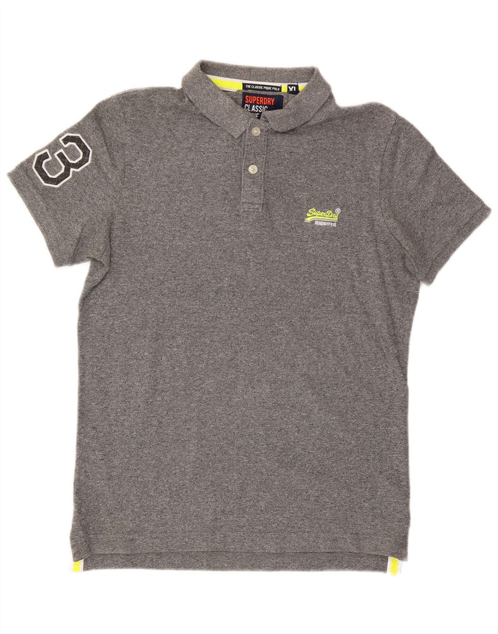 SUPERDRY Mens Polo Shirt XL Grey Cotton