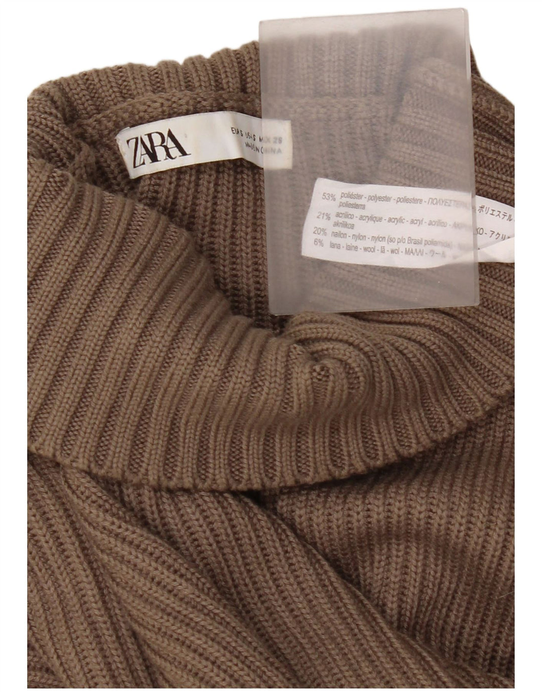 Zara Womens Oversized Turtle Neck Jumper Sweater UK 10 Small Brown