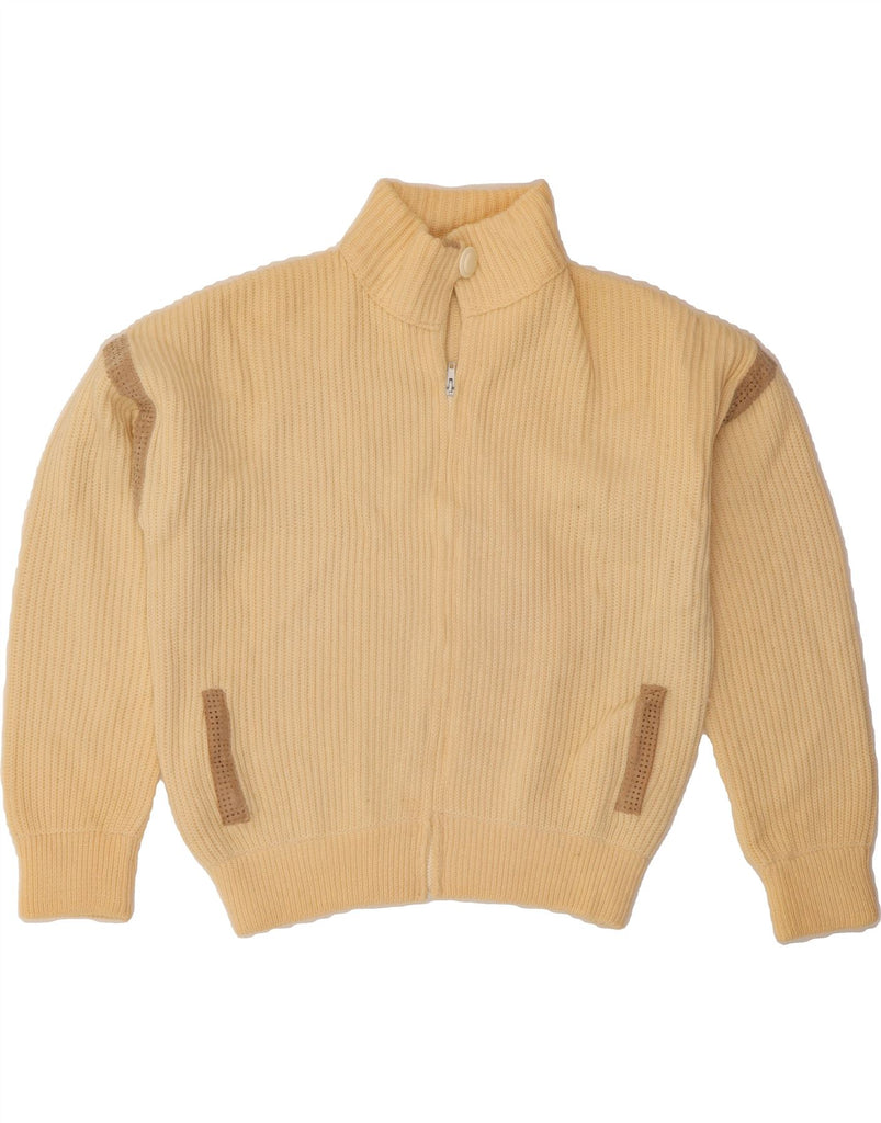 VINTAGE Mens Zip Neck Jumper Sweater Medium Beige Vintage Vintage and Second-Hand Vintage from Messina Hembry 
