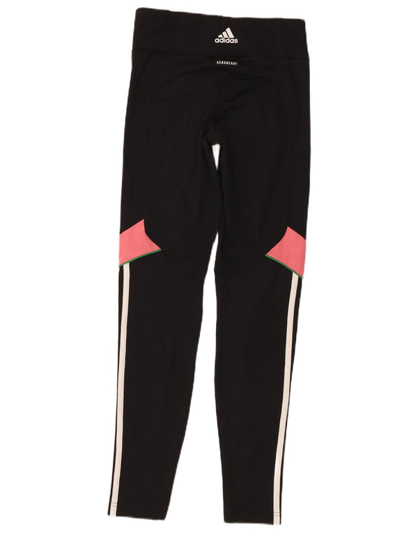 Adidas Girls Aeroready Leggings 14-15 Years Black Colourblock Polyester