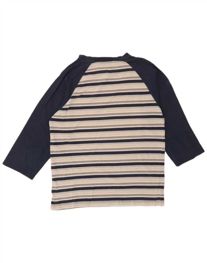 DC Mens Top 3/4 Sleeve Small White Striped Cotton