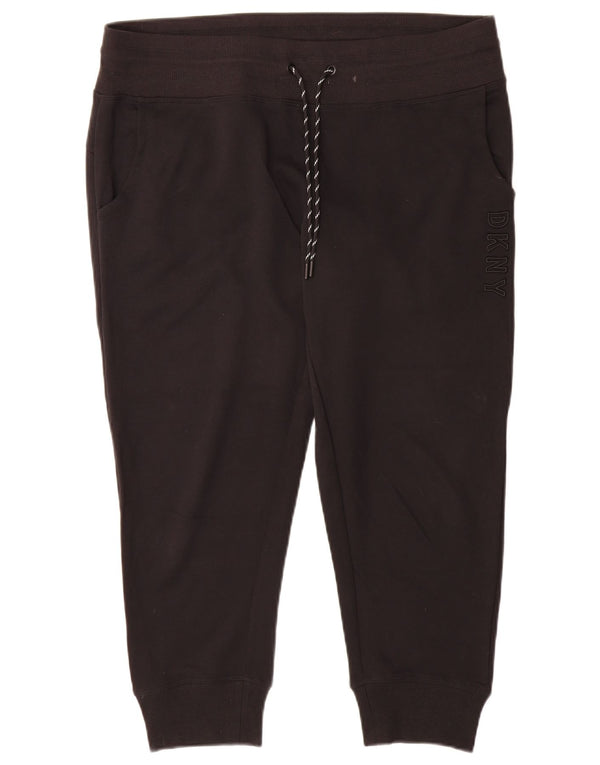 Dkny Womens Graphic Crop Tracksuit Trousers Joggers UK 16 Large Black