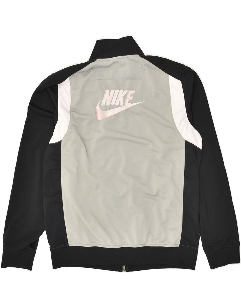 NIKE Womens Graphic Tracksuit Top Jacket UK 14 Medium Grey Colourblock | Vintage Nike | Thrift | Second-Hand Nike | Used Clothing | Messina Hembry 