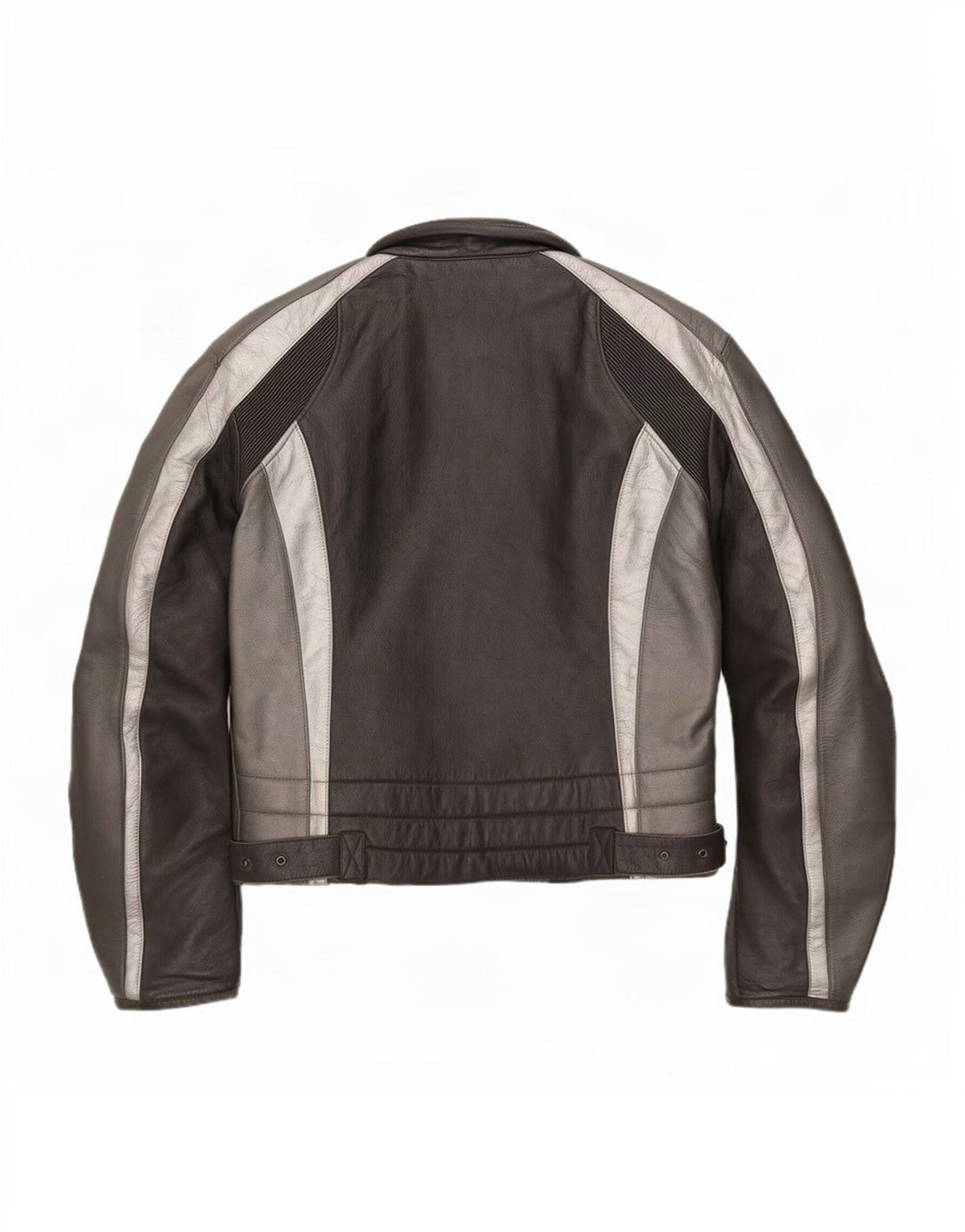 Vintage Mens Leather Racer Jacket IT 52 Large Black Colourblock