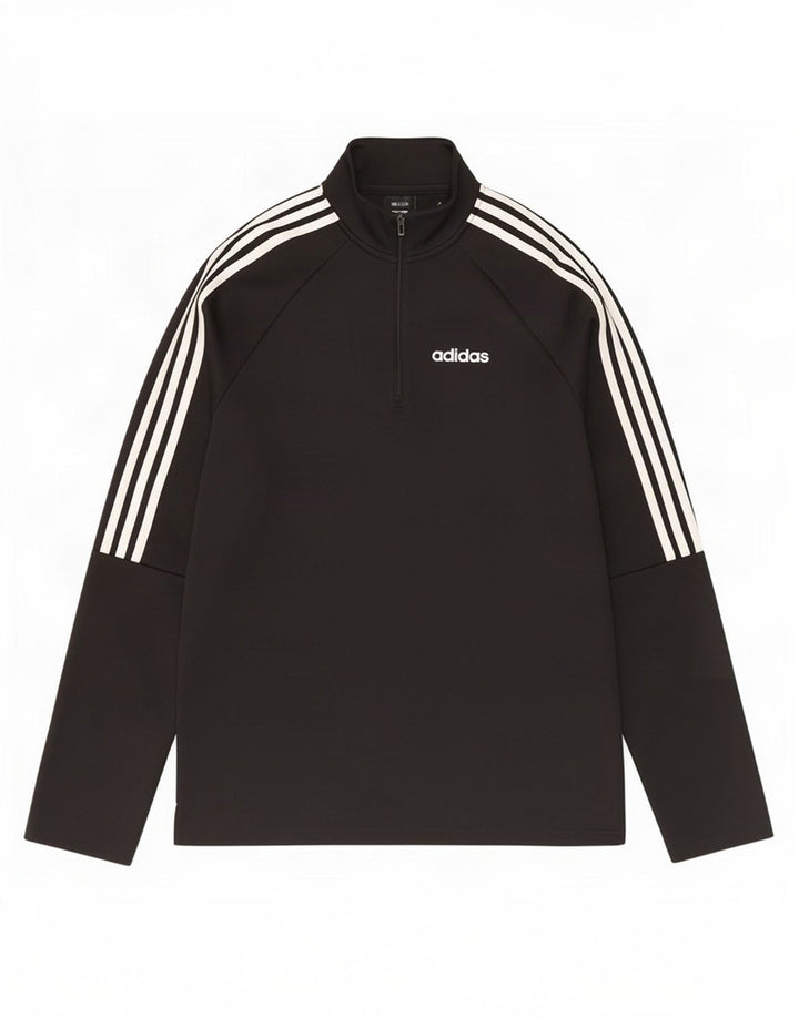 Adidas Mens Climalite Zip Neck Pullover Tracksuit Top Medium Black