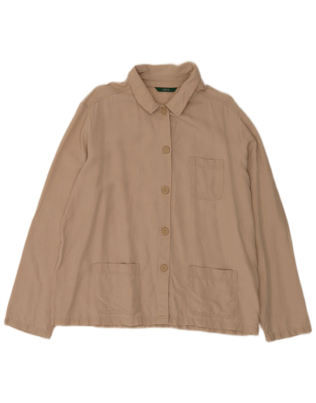 Marks & Spencer Womens Shirt UK 16 Large Beige Lyocell