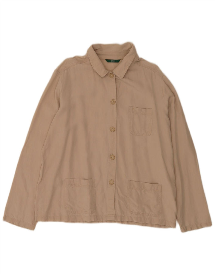 Marks & Spencer Womens Shirt UK 16 Large Beige Lyocell