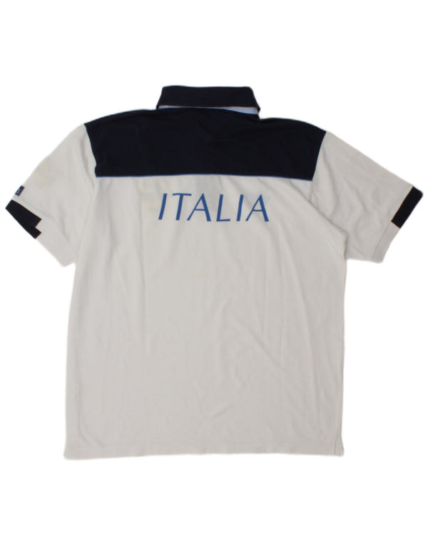 Asics Mens Italia Graphic Polo Shirt XL White Colourblock Cotton