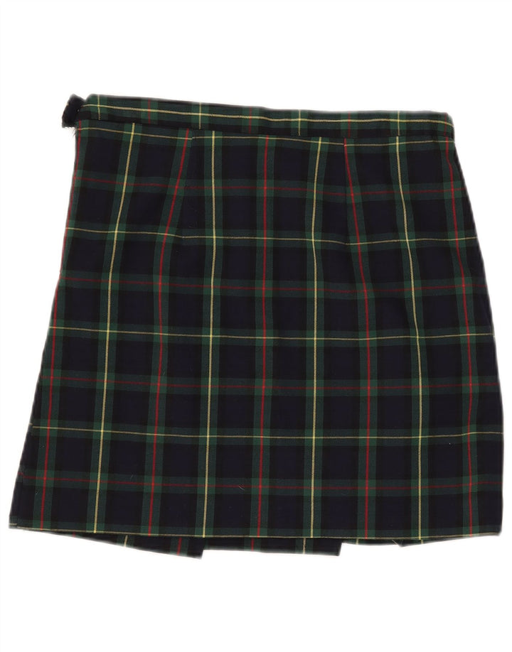 Vintage Womens Low Waist Mini Pleated Skirt W30 Medium Navy Blue Check