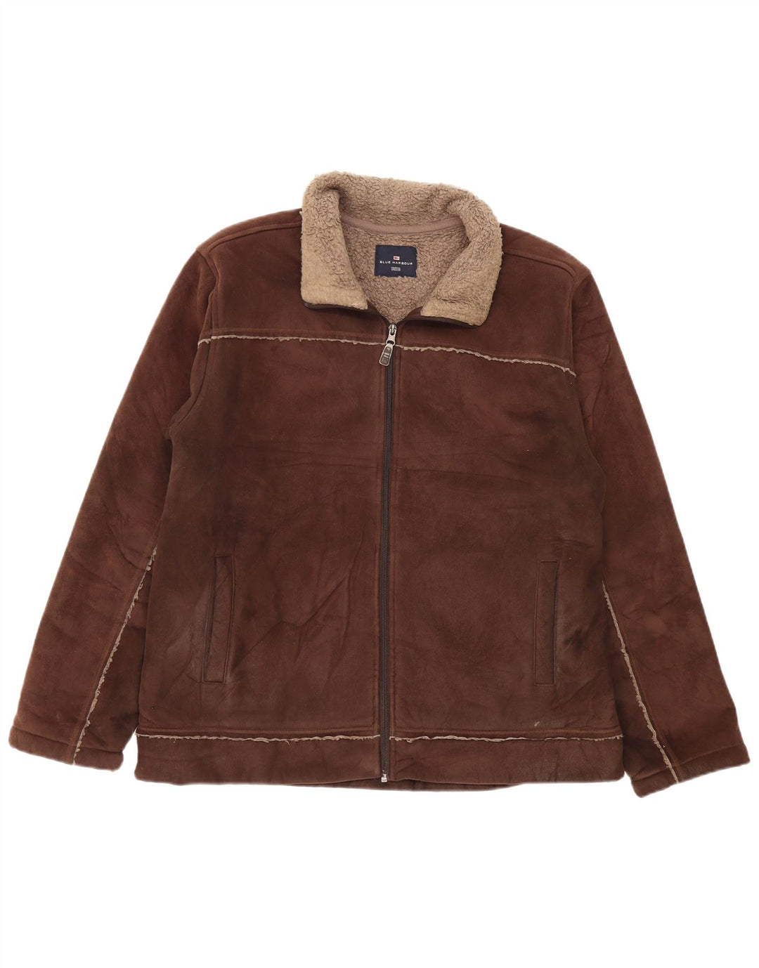 MARKS & SPENCER Mens Sherpa Jacket UK 41/43 Large Brown Polyester