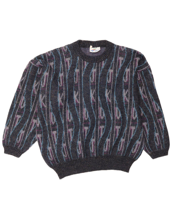 Vintage Mens Crew Neck Jumper Sweater IT 50 Medium Multicoloured Geometric