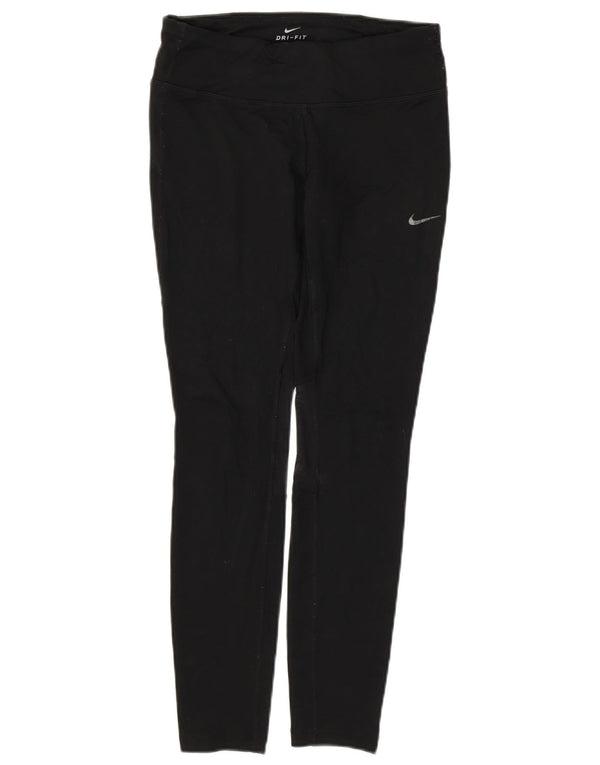 NIKE Womens Dri Fit Leggings UK 10 Small  Black Polyester