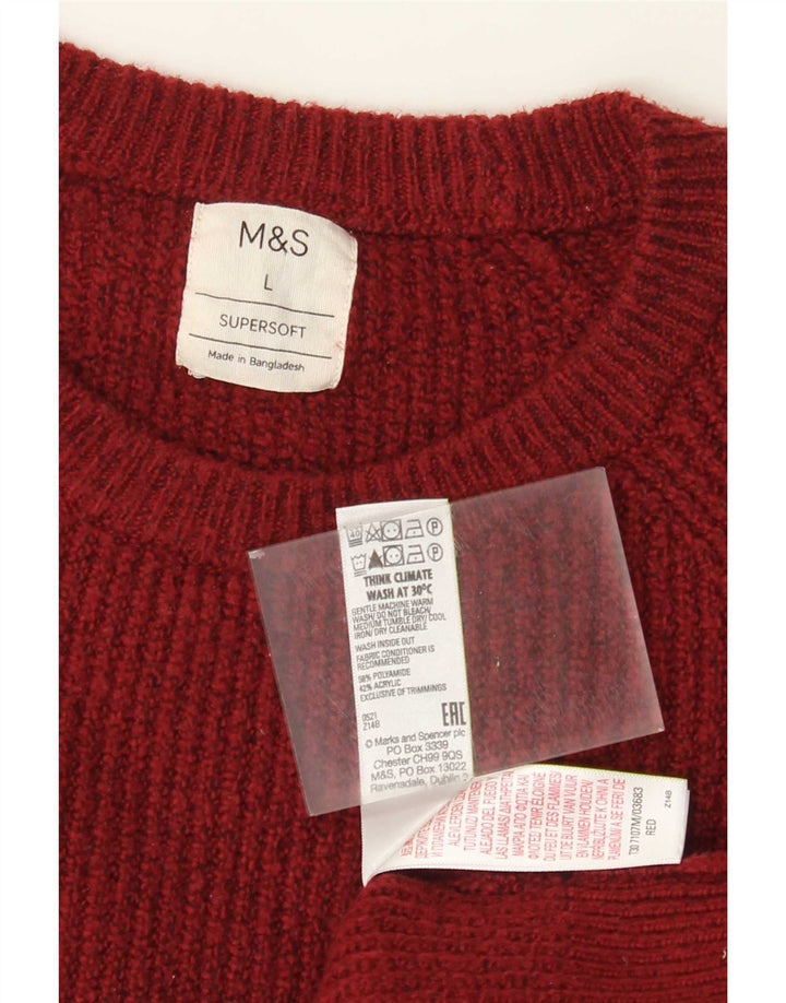 Marks & Spencer Mens Crew Neck Jumper Sweater Large Red Flecked Polyamide