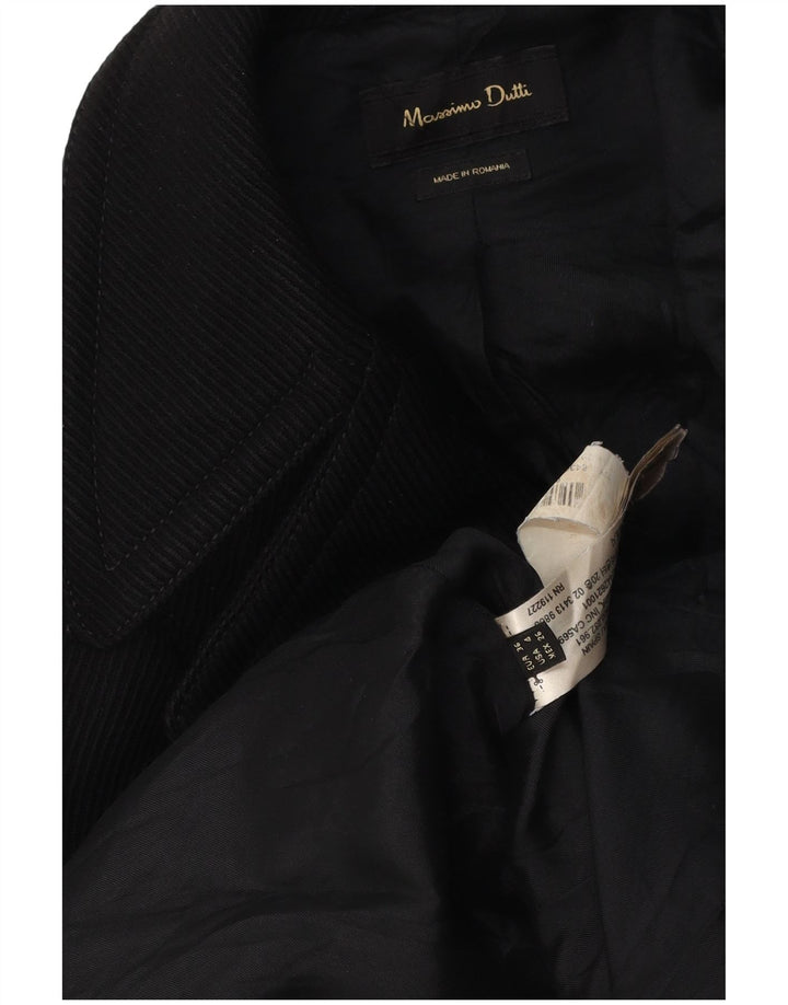 Massimo Dutti Womens Double Breasted Blazer Jacket EU 36 XS Black Polyamide