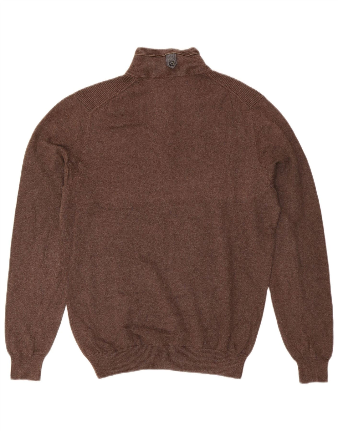Massimo Dutti Mens Zip Neck Jumper Sweater Small Brown Cotton