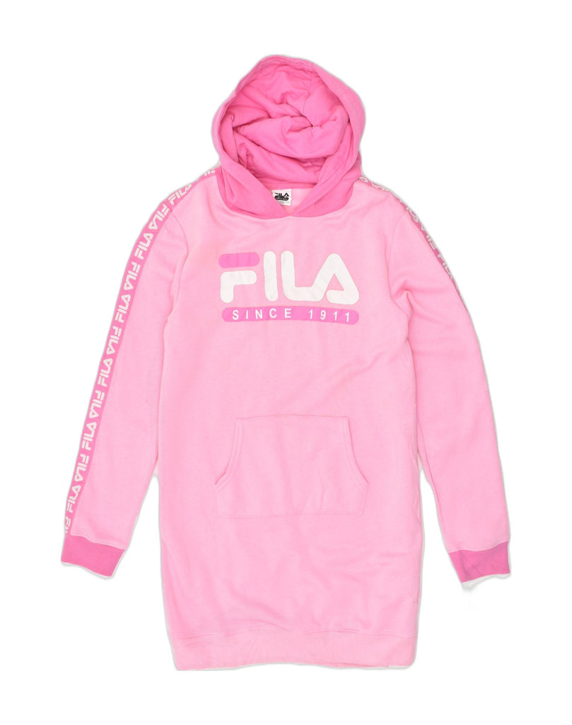 FILA Girls Hooded Sweatshirt Jumper Dress 14-15 Years XL Pink Cotton | Vintage Fila | Thrift | Second-Hand Fila | Used Clothing | Messina Hembry 