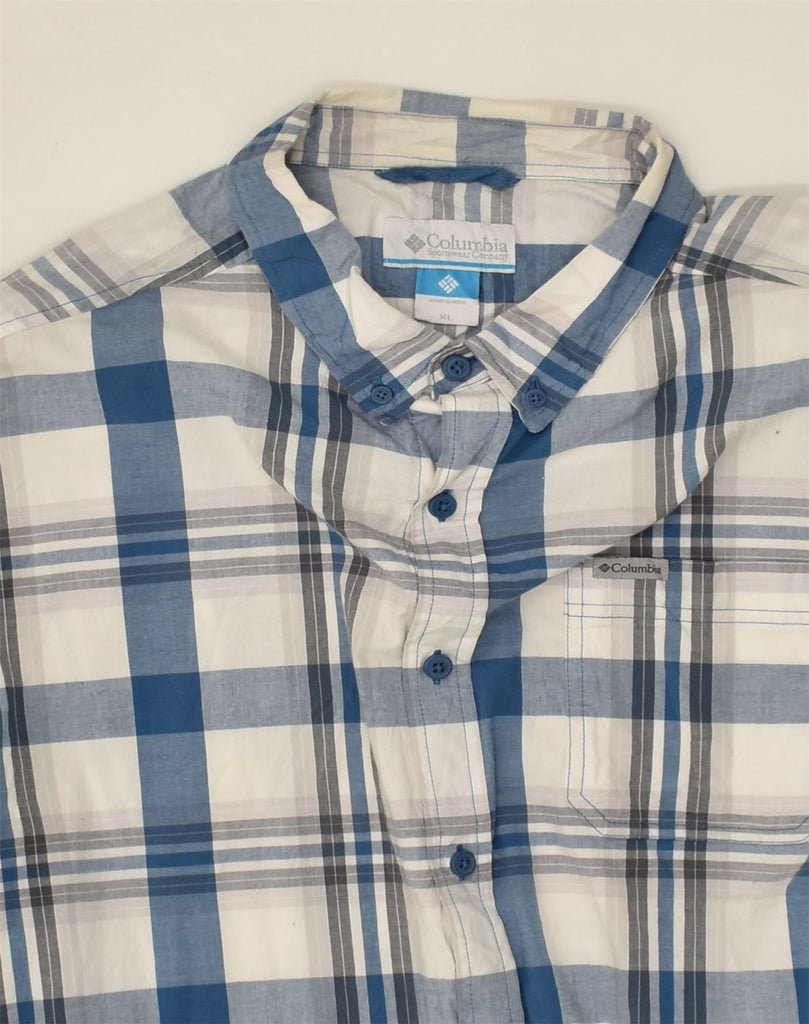 COLUMBIA Mens Slim Shirt XL White Check Cotton | Vintage Columbia | Thrift | Second-Hand Columbia | Used Clothing | Messina Hembry 