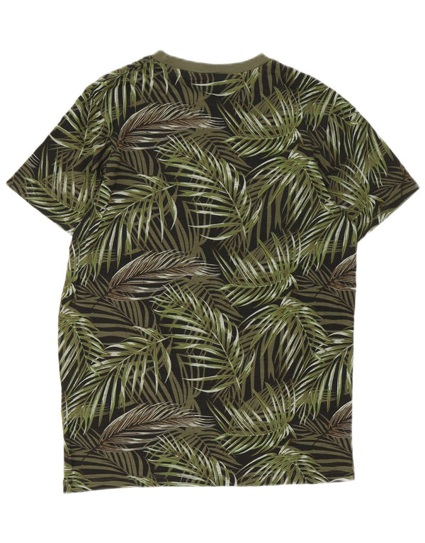 Jack & Jones Mens T-Shirt Top Small Green Floral Cotton