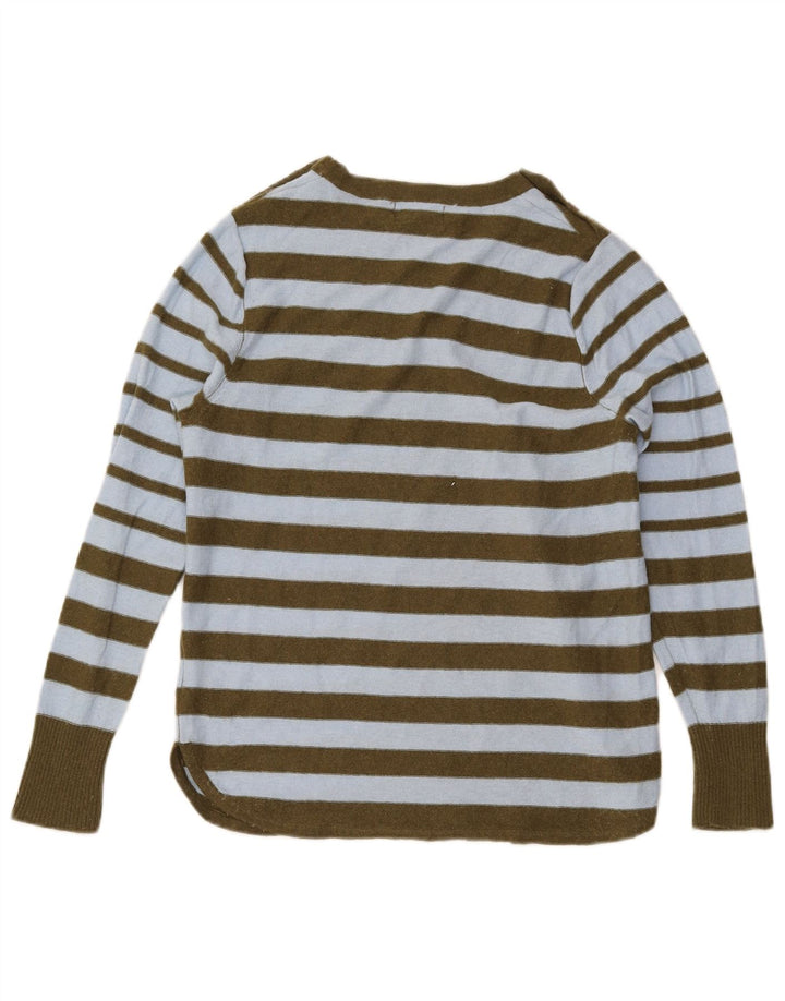 White Stuff Womens Boat Neck Jumper Sweater UK 12 Medium Khaki Striped