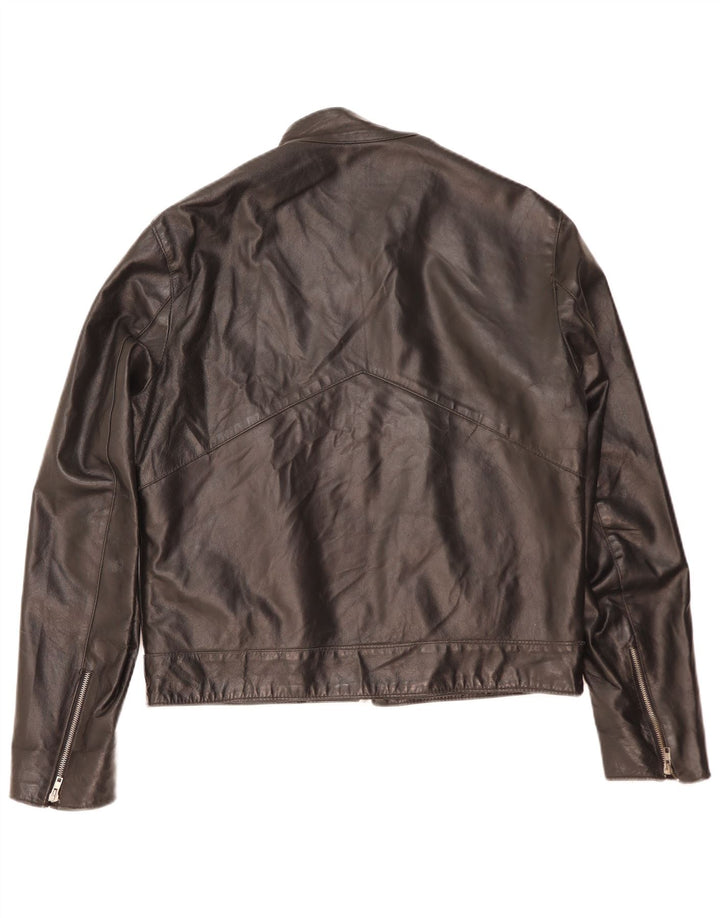 Vintage Mens Bomber Leather Jacket IT 52 XL Black Leather