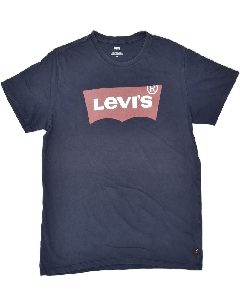 LEVI'S Mens Graphic T-Shirt Top Large Navy Blue Cotton | Vintage Levi's | Thrift | Second-Hand Levi's | Used Clothing | Messina Hembry 